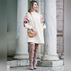 Free People Embroidered Puff Sleeves Babydoll Boho Mini Dress. Size XS